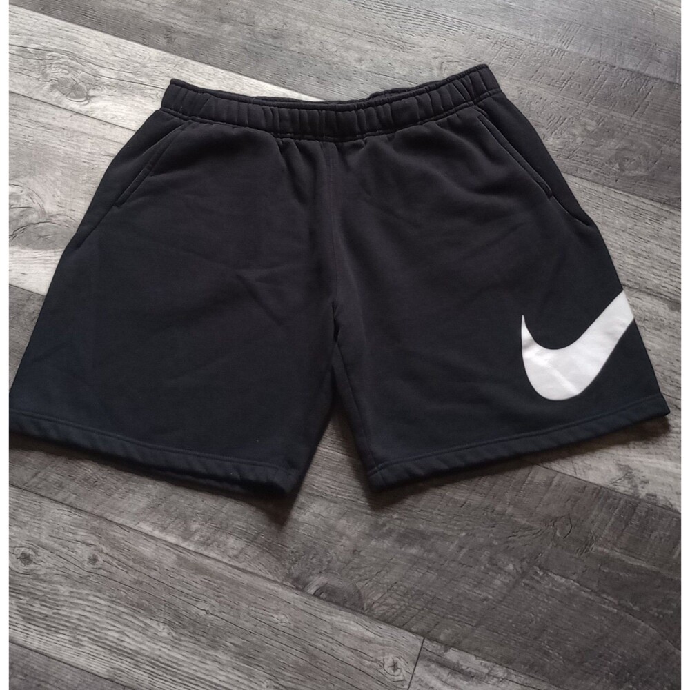 Nike Mens XL Black Fleece/Sweatpant Shorts With White Nike Logo On Side